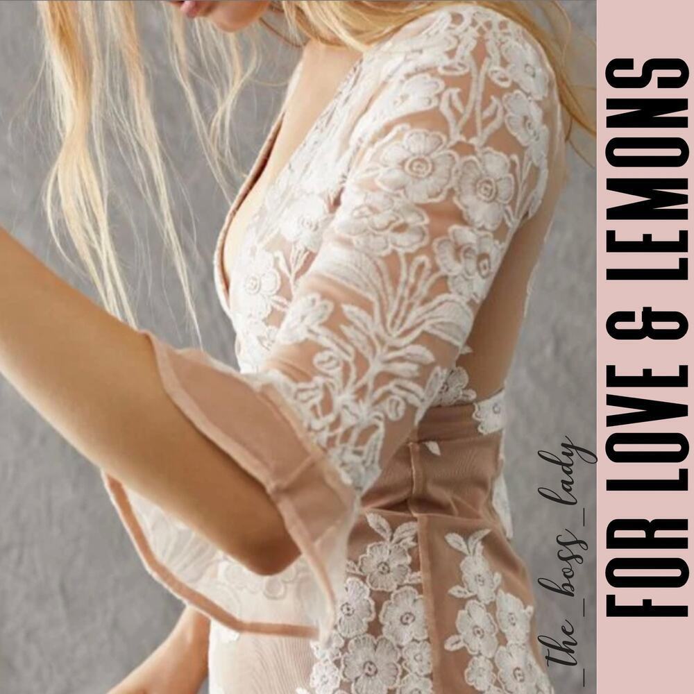 For Love and Lemons mini dress mesh embroidered floral embroidery - Picture 3 of 11